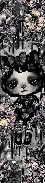 Free kawaii cats bookmark featuring a gray vampire cat